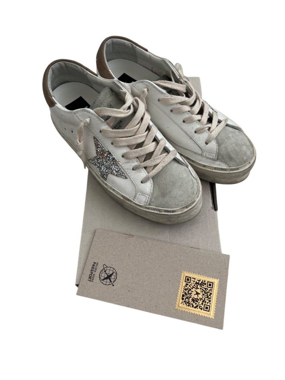 Golden Goose Hi Star Glitter Low-Top Sneakers White Ice Silver